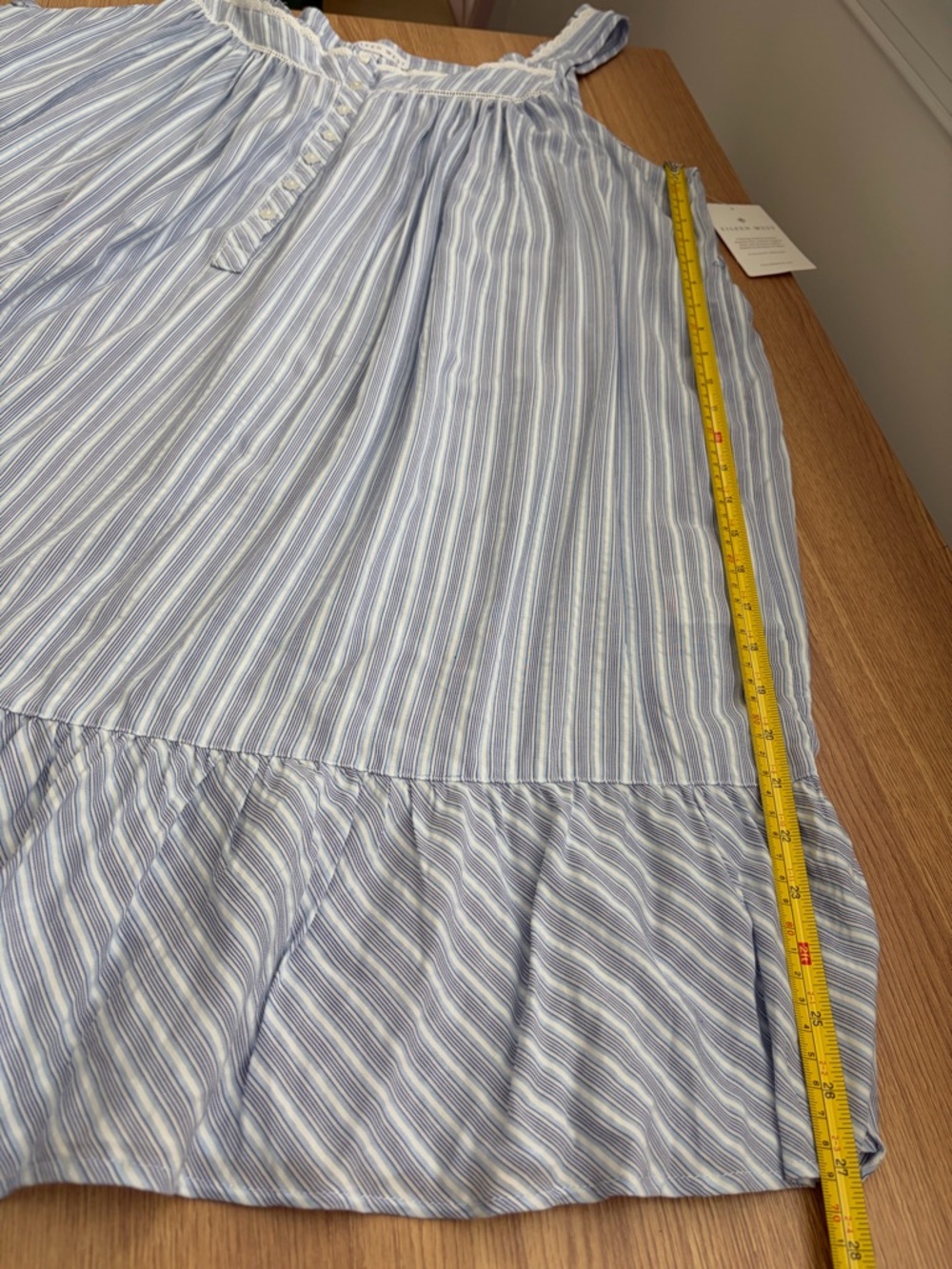NWT Eileen West Nightgown XL Blue Stripe Sleeveless Lace Trim Cottagecore - Picture 8 of 10
